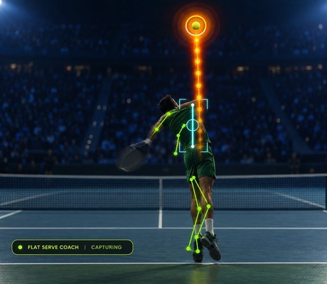 Illustration of tennis serve analysis with a player movement overlay