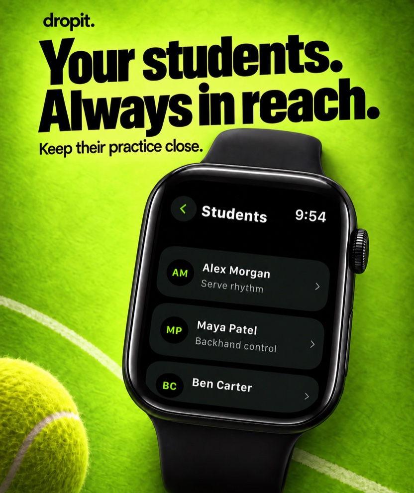 Drop It Apple Watch promotional artwork: Your students. Always in reach. Student names are sample data.